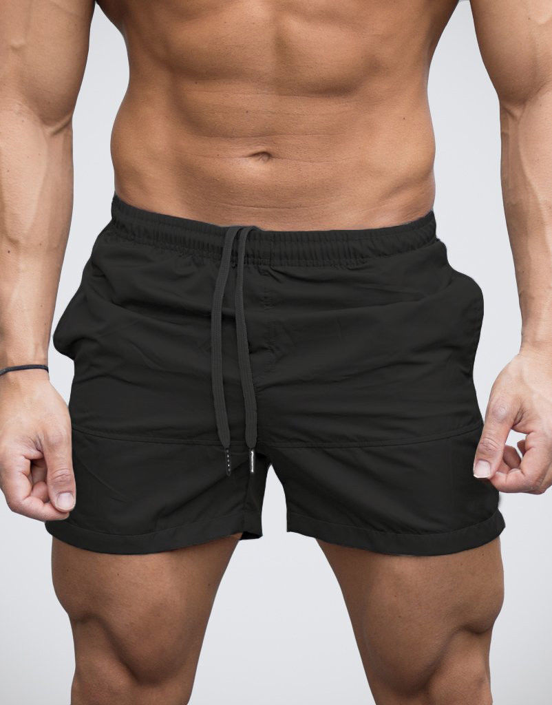 Hommes Shorts décontracté été hommes hommes couleur unie pantalons courts bas Jogging coton pantalon de survêtement pantalon d'entraînement de gymnastique: Black / XXL