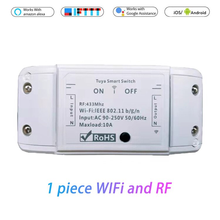 WiFi Smart Light Switch Breaker Timer Wireless Tuya Smart Life APP Remote Control Works With Alexa Google Home Smart Home: 1 piece WIFi and RF