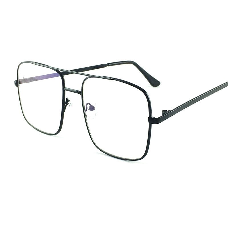 Vintage Gold Metal Frame Eyeglasses Mens Womens Sun Glasses Retro Square Optical Lens Eyewear Nerd Clear Lens Glasses: BK