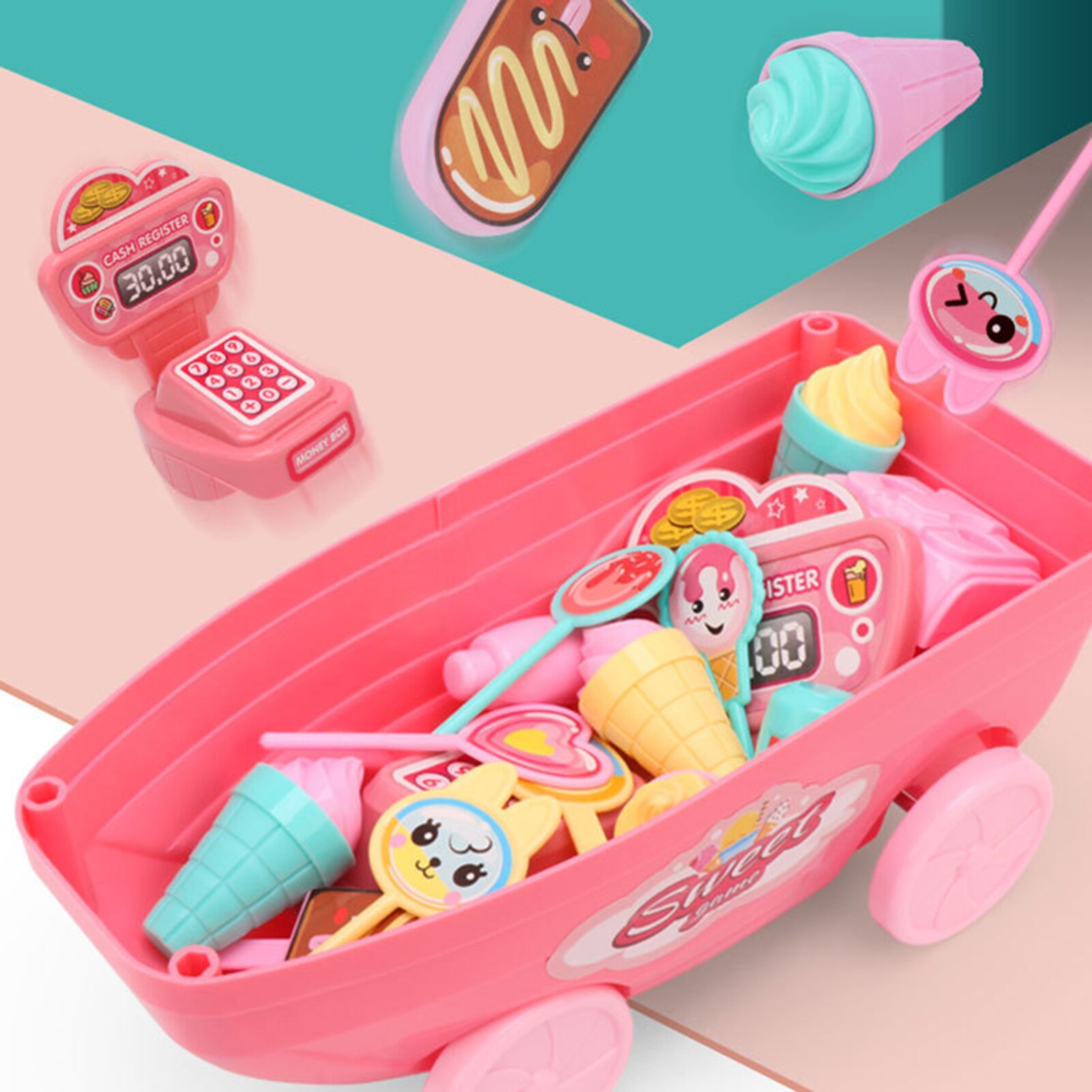 Lollipop Trolley Detailed Durable Plastic Kids Simulational Candy Shop for Home