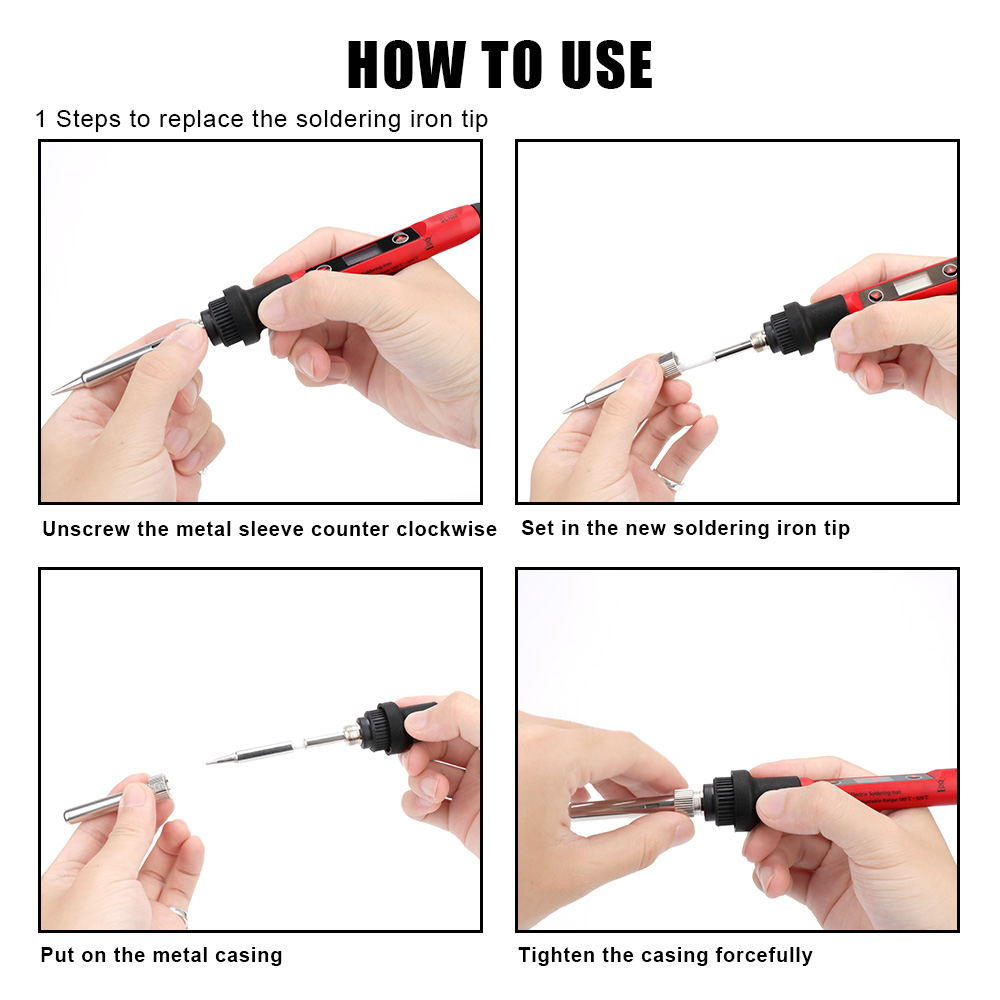 Electric Soldering Iron Soldering Iron Adjustable Temperature LCD Display Welding Repair Tools 60W Handle Heat Pencil