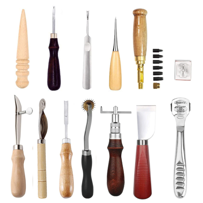 DIY Leather Craft Tools Kit Hand Sewing Stitching Punch Carving Work Saddle Groover Set Accessories: 05