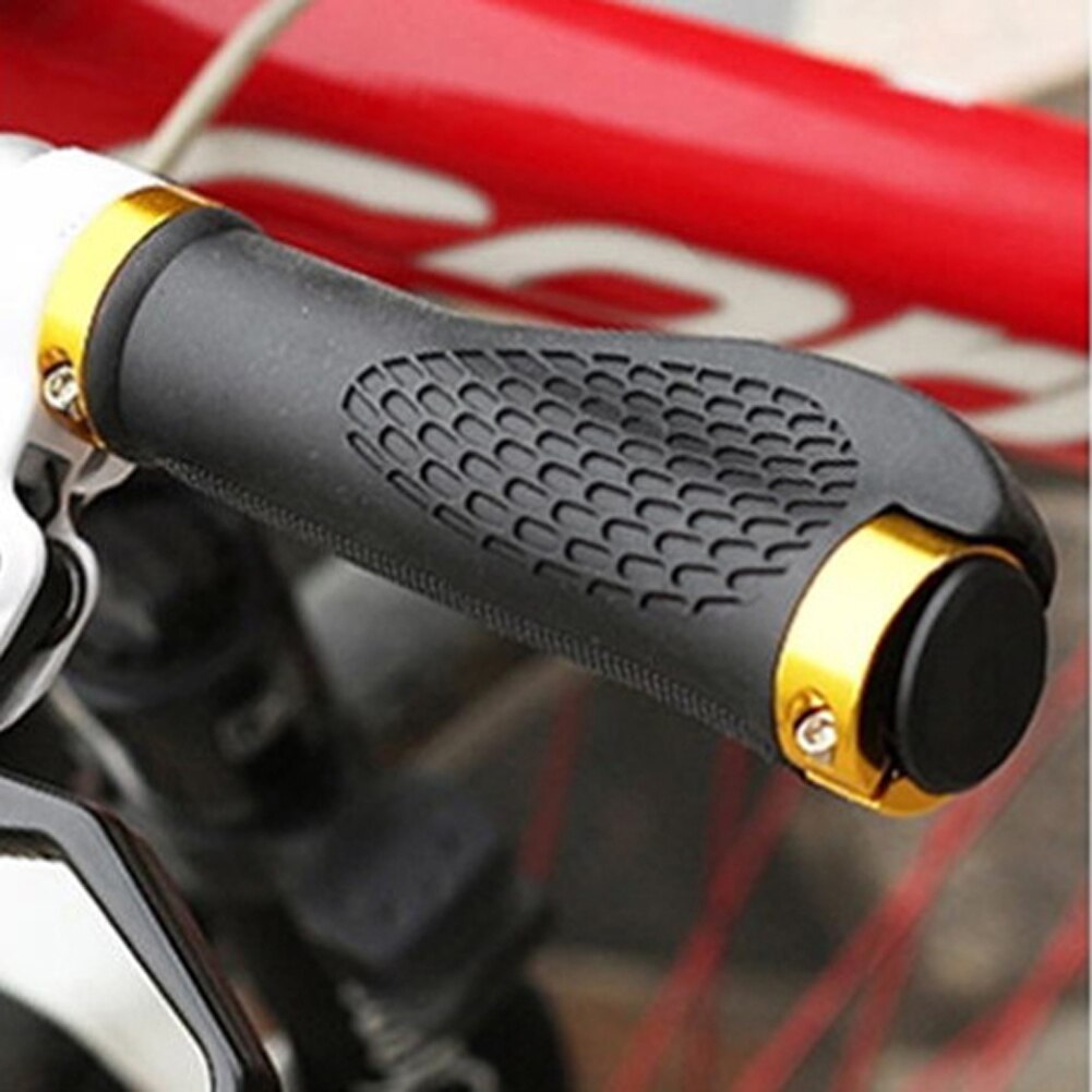 La bicicleta del manillar Anti-Skid caucho ergonómico MTB Carretera de montaña puños de goma con topes de aluminio para bicicleta de ciclismo accesorios de partes de