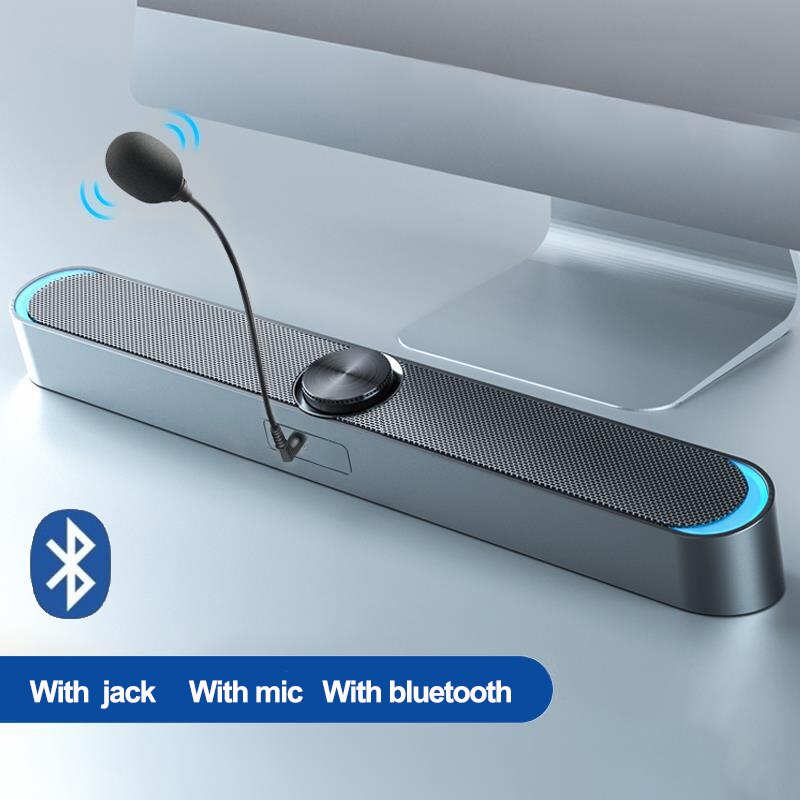 Bluetooth USB Wired Computer Speaker Bar Stereo Subwoofer Bass speaker Surround Sound Box for PC Laptop phone Tablet with Mic: SADA-V198-B-MLK