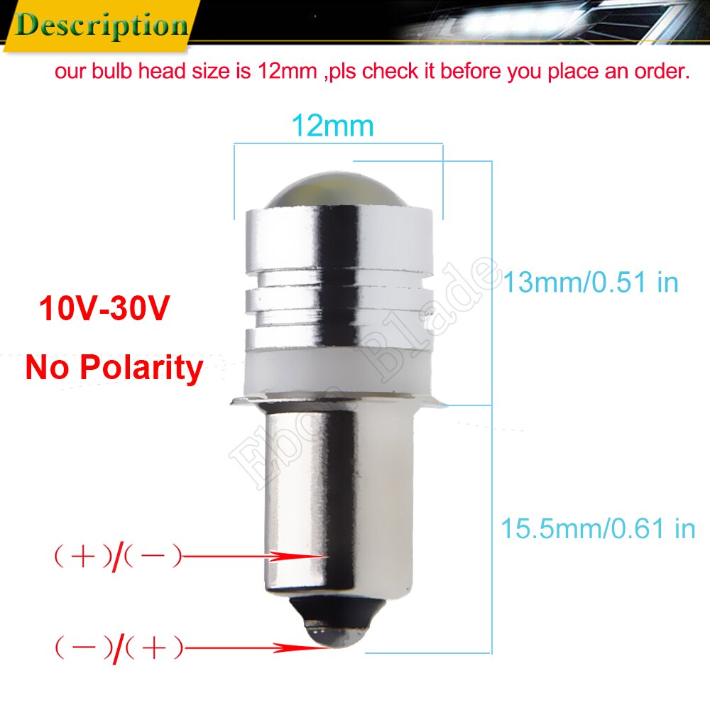 Pair P13.5S PR2 PR3 COB 1W LED Upgrade Bulb White For Flashlight LED Replacement Torch Work Light Lamp 3V 6V 12V 18V 24V 30V: 10V-30V AC