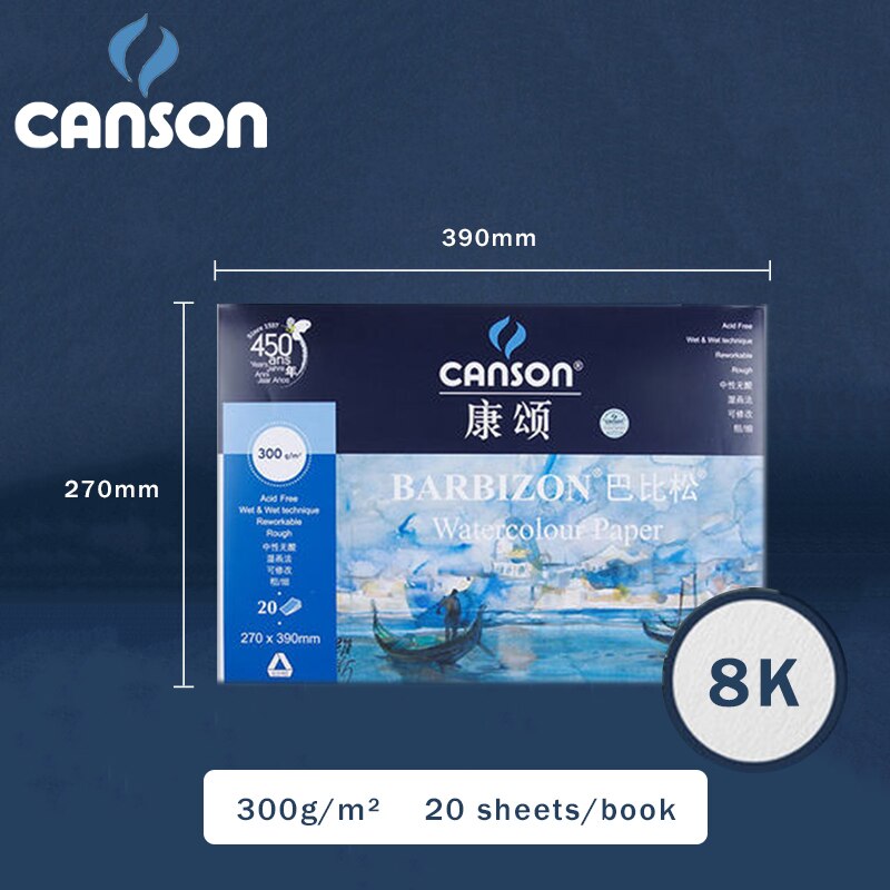 CANSON BARBIZON acuarela /libro de lápices de colores/almohadilla/papel 8/16/32K 200/240/300g/m² sellador/bobina libro pintado a mano: BARBIZON-300g-8K