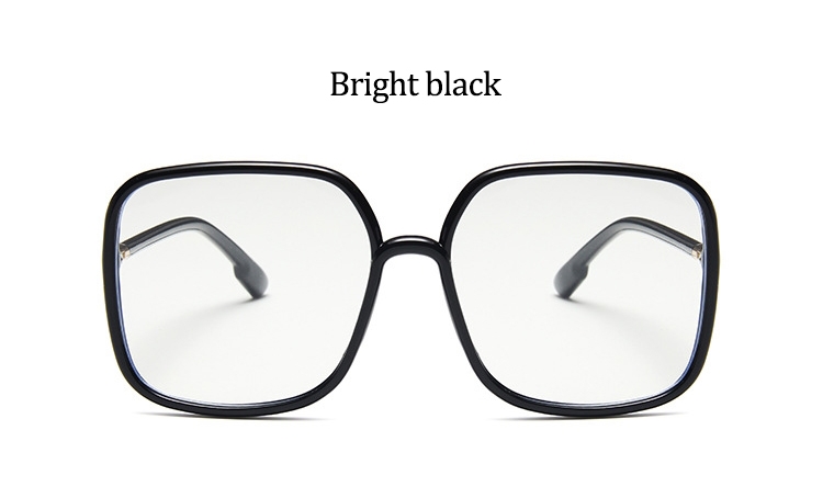 Oversized Square Glasses Women Clear Black Big Frame Retro Transparent Optical Computer Glasses Frame Eyeglasses: Bright Black