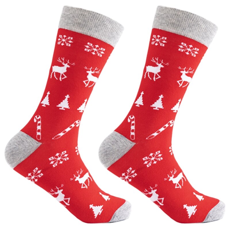Män jul bomull besättning strumpor färgglada tecknade santa dinosaurie renar tryckt rolig festival rörstrumpor: C