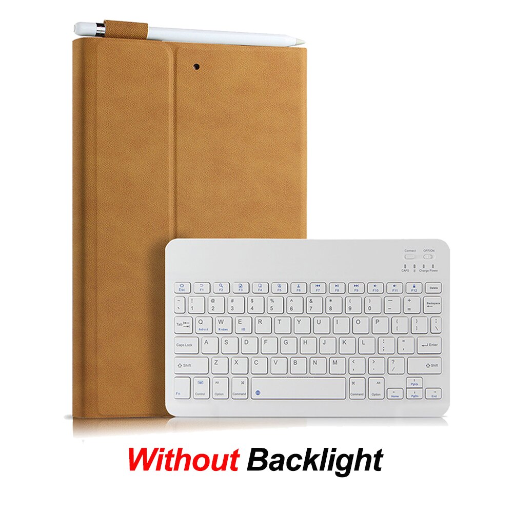 Funda para tableta para iPad 10,2 , teclado Bluetooth con ranura para lápiz, 7. ª generación, A2197, A2200, A2198: Brown-Whitw