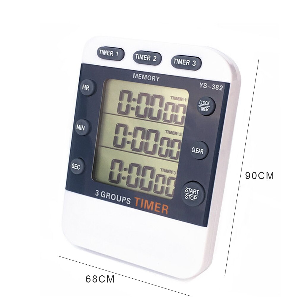 Digital Kitchen Cooking Timer Clock 3 Channels Simultaneous Timing Countdown Up Time Counter Digital Timer: Default Title