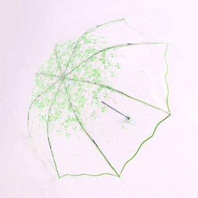 Fold paraply gennemsigtige paraplyer til beskyttelse mod vind og regn klart sakura klart synsfelt husholdnings regntøj: Grøn 3