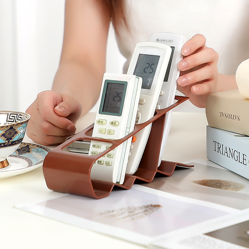 4-Grid Storage Rack Tv Air Conditioning Remote Control Stand Holder Desktop Shelf Sundries Organizer Home Office Storage Holders