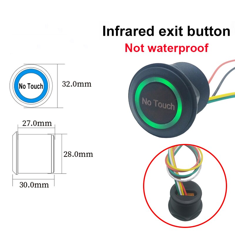 Waterdichte Contactloze No Touch Sensor Exit Schakelaar Inductie Type Release Exit Schakelaar Toegangscontrole DC12V/24V Met led: EI02A-Not waterproof