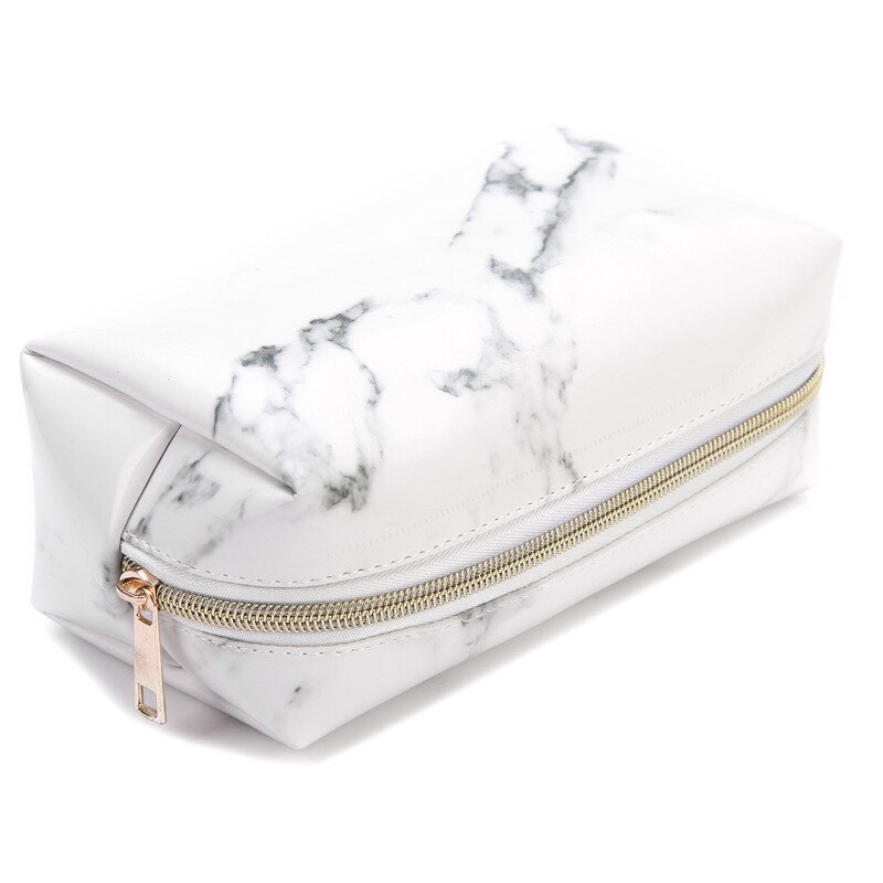 Estuches de lápices de mármol blanco y negro para niñas, gran capacidad, bolsa de cosméticos de cuero PU, Estuche escolar, suministros de oficina Zakka escolar