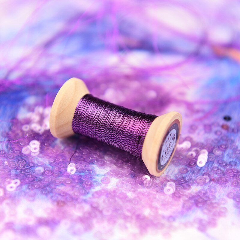 Serie rosa violeta de hilo de oro/hilo de bordado francés/carrete de bordado/hilo de bordado dorado colorido/50 metros/rollo: 6