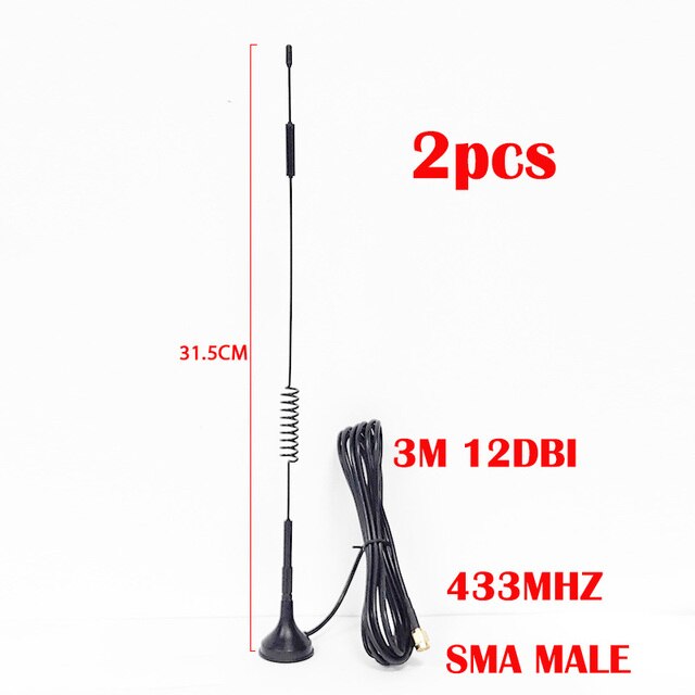 12dbi 5dbi 433 Mhz Antenne lora 433 MHz antena SMA Stecker Magnetische Basis IOT Schinken Radio Signal Booster kabellos Verstärker: 12dbi 2Stck