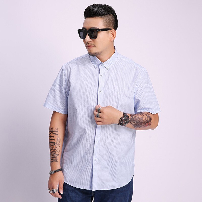 Camisa grande de algodón para hombre, camisa de manga corta a la , informal, de lunares, talla grande, 8xl, 7xl, 6xl, 5xl, nueva