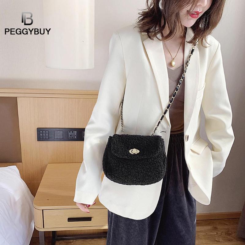 Fleece crossbody handtassen dames effen kleur kleine schoudertassen meisjes kleine schoudertassen portemonnees clutches