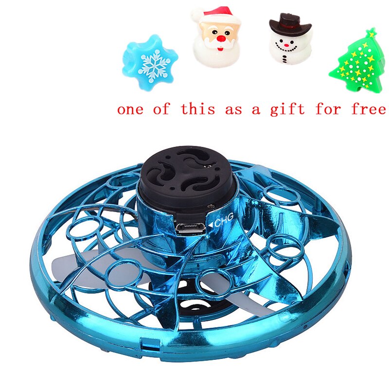 ZK20 Magical Fingertip Flying Ground Amphibious Gyro Levitation Induction Gyro UFO Drone Adult Decompression Toy Kids Toy: Blue with a gift