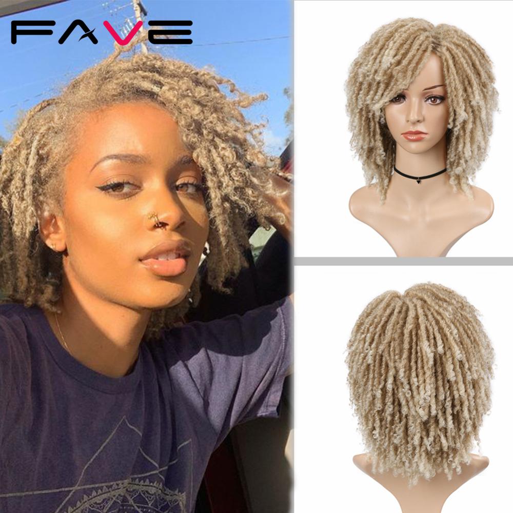 FAVE Dreadlock perruque noir Afro cheveux bouclés tressé torsion Dreadlock perruques résistant à la chaleur fibre synthétique quotidien fête perruque pour les femmes: #613