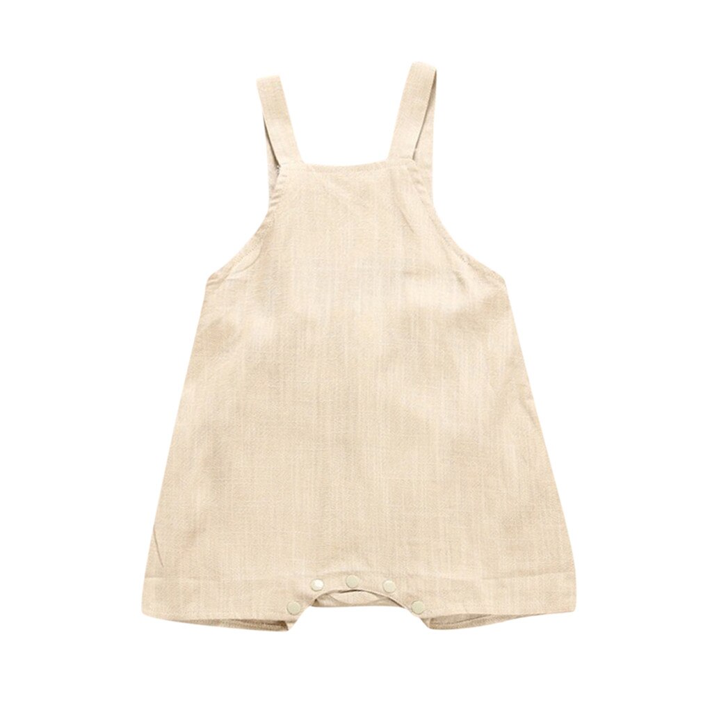 Casual Baby Clothes Summer Newborn Infant Baby Girl Boy Sleeveless Gallus Romper Jumpsuit Set Overalls For Children: Beige  / 6-12M