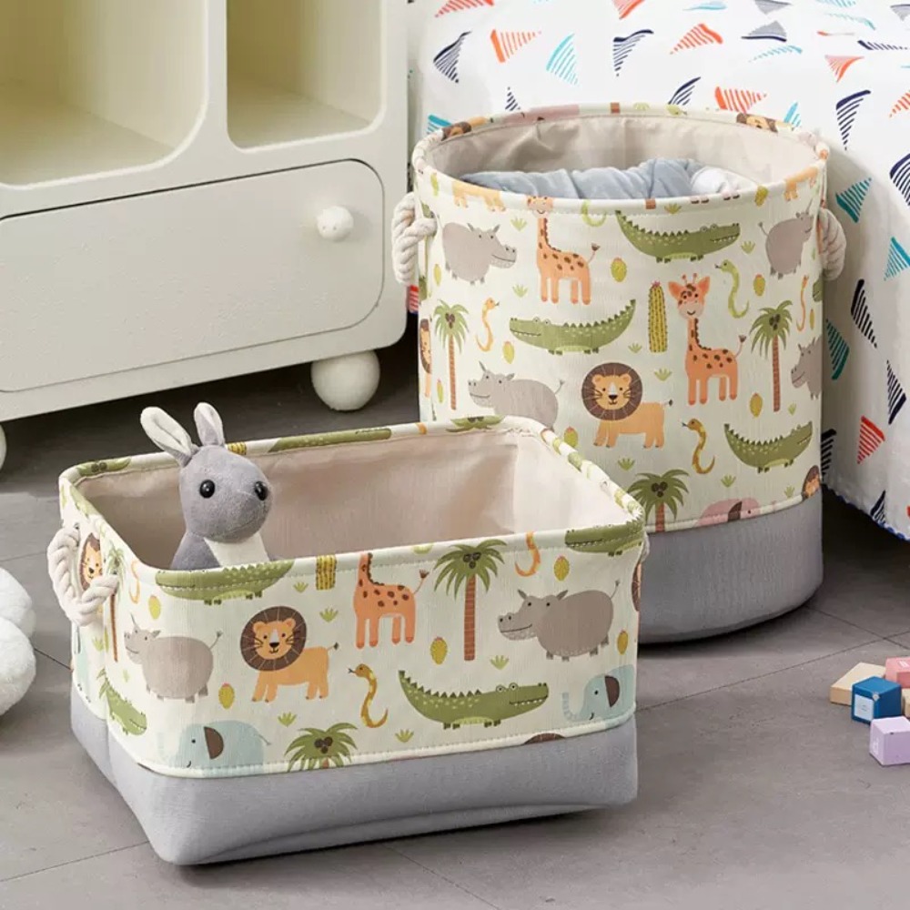 Opbergmanden Speelgoed Opbergdozen Cartoon Print Organizer Verdikte Opbergtas Stof Trekkoord Rommel Opbergdoos