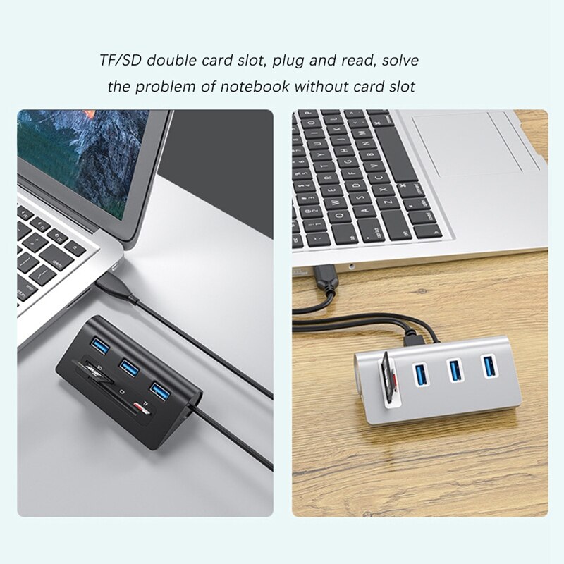 USB3.0 Docking Station Multi-Function Interface USB3.0+Audio Interface+TF/SD Dual Card Slot 7 Port Hub