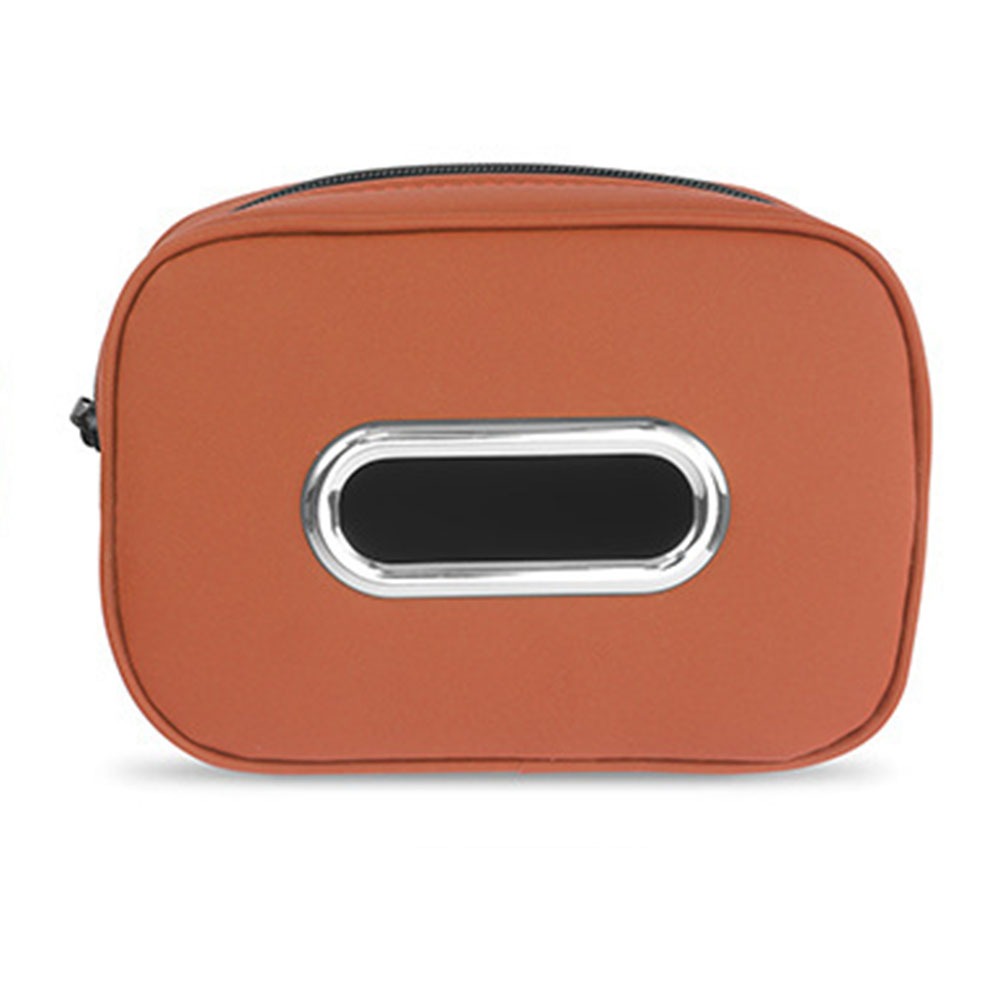 Multifunctional Car Tissue Box Zipper PU Leather Car Napkin Holder with Fix Strap Paper Box Backseat Tissue Case: Silver
