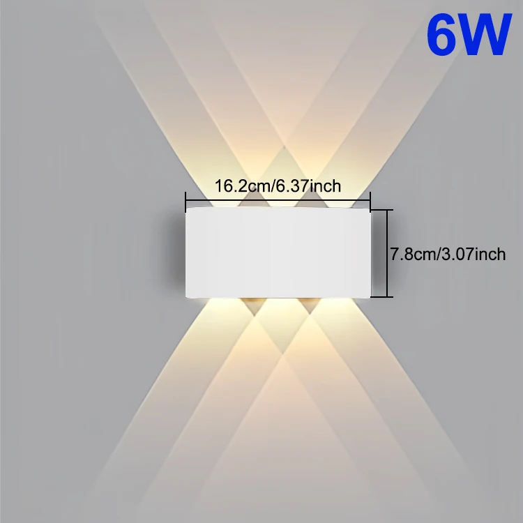 Moderne LED-wandlamp buiten waterdicht op en neer lamp tuin gang binnen slaapkamer woonkamer woondecoratie: Light Grey / WHITE / 4W