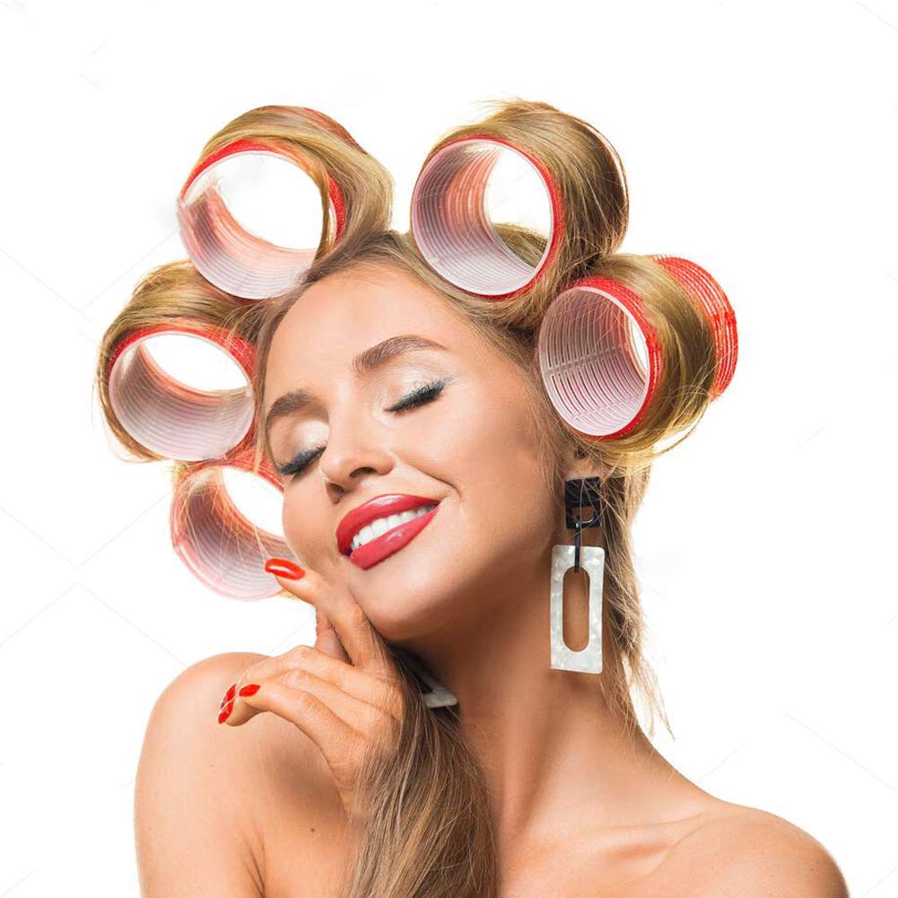 Jumbo taille cheveux rouleaux ensembles 12 Pack auto Grip Salon de coiffure bigoudis bigoudis bricolage bouclés coiffure rouleaux espiral
