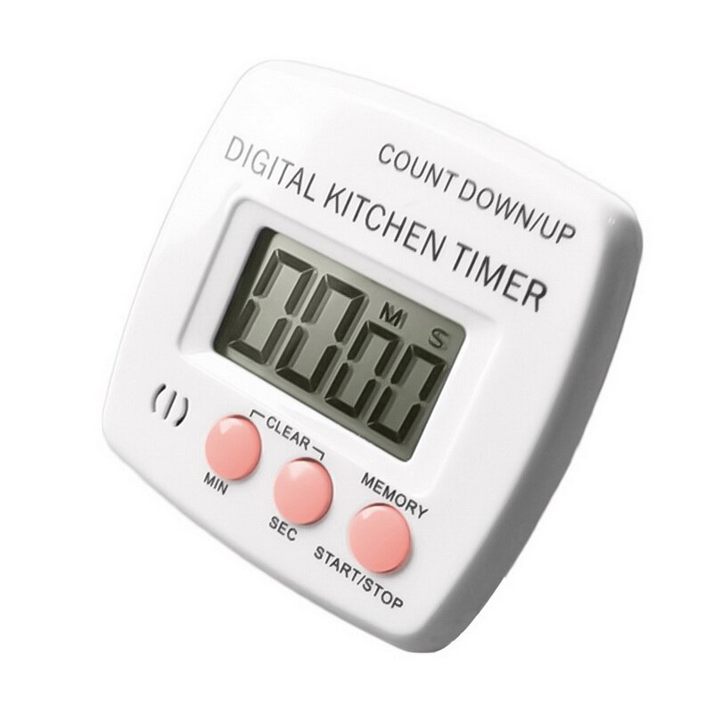 Mini lcd digitale display keukentimer vierkante keukenwekker met magneettimer: Roze