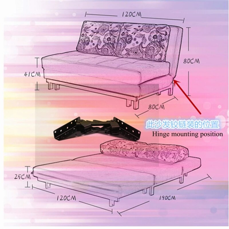 1 Conjunto = 2 uds cama plegable levantar bisagras 3-posición angular mecanismo perezoso sofá Dual-purposehinge bisagra muebles accesorios de hardware