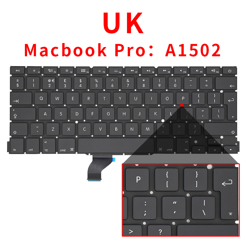 A1502 keyboard for Macbook Pro Retina 13.3 inches laptop ME864 ME865 ME866 keyboards Brand: BROWN