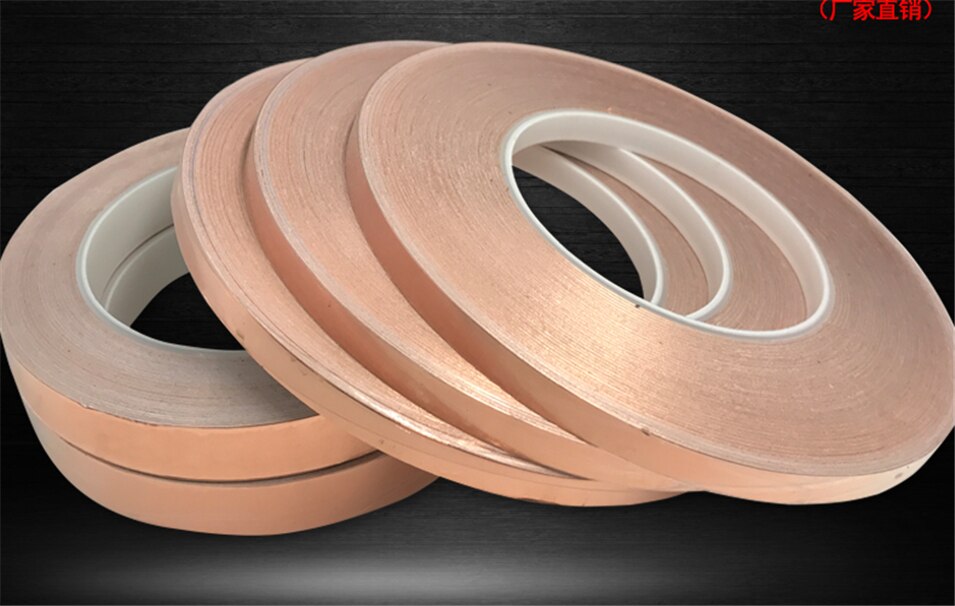 30 mètres X 5MM 30 mètres X 10MM simple côté conducteur feuille de cuivre bande adhésive EMI protégeant la chaleur résister bande 1psc/roll