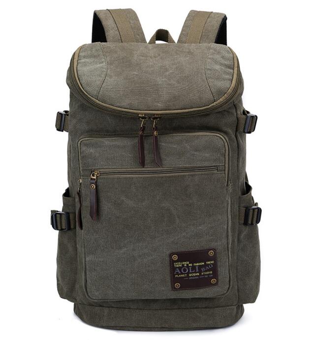 Tasche wieder 022217 neue heiße mann leinwand Rucksack schüler schultasche: Armee Grün