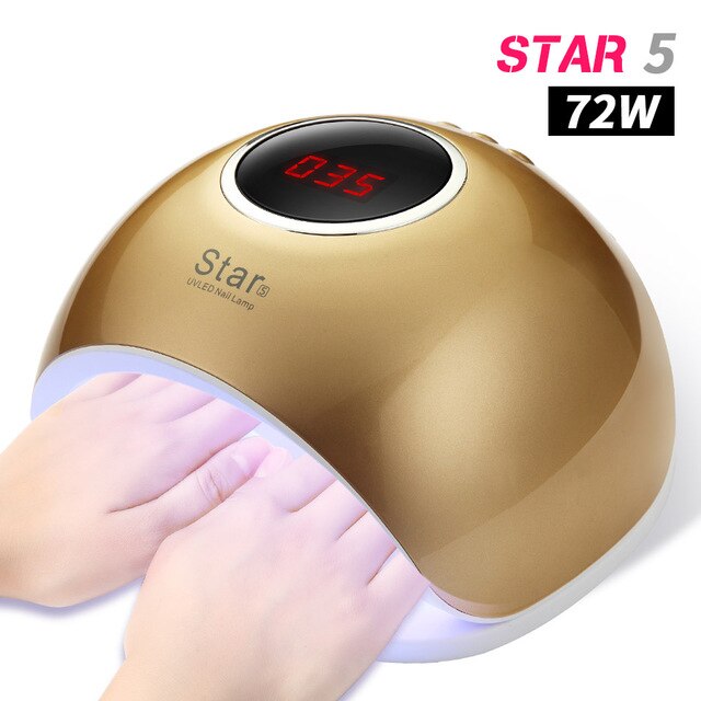 Rohwxy 66W Uv Led Lamp Nagel Droger Voor Alle Type Gels Polish Met Bodem 10 S/30 S /60 S/Timer Lcd Ijs Lamp Voor Nail Auto Sensing: Star 5 Gold / EU