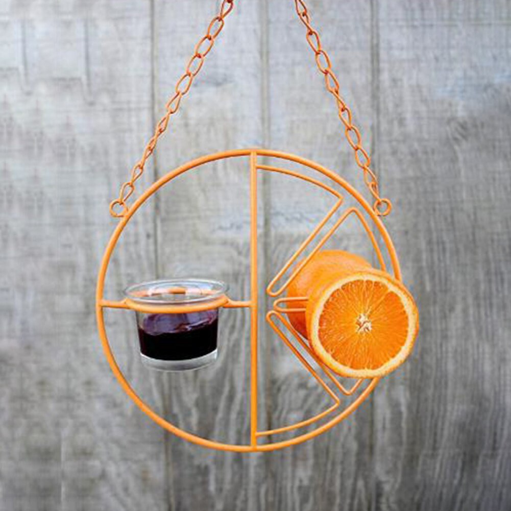 Round Metal Pet Bird Feeder Hummingbird Feeder Food Storage Container Outdoor Garden Hanging Bird Water Food Dispenser Bowl