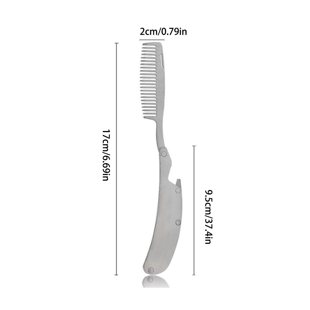 Peine para el pelo de acero inoxidable para hombre, peine plegable portátil para viaje, cabeza de aceite, peines de barba, producto de estilismo
