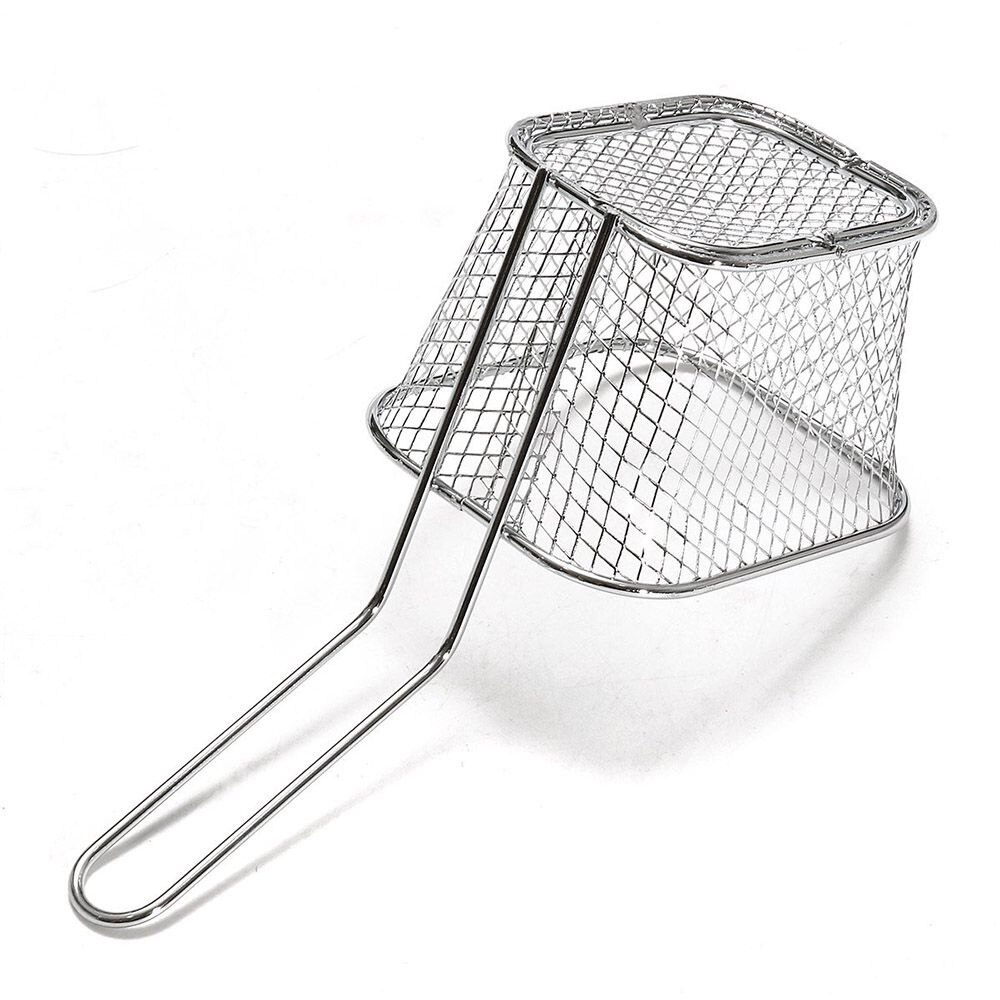 Stål madklemme snack frituresi buffet stegt tang mesh dørslag olieaftapning rustfrit stål mini chips pommes frites serveringskurv