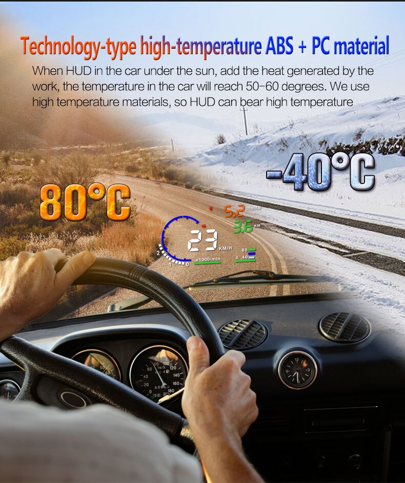 OBD2 HUD Car Head Up Display Large screen display A8 Windscreen Projector Scanner Speed Warning Fuel Alarm Data Diagnostic