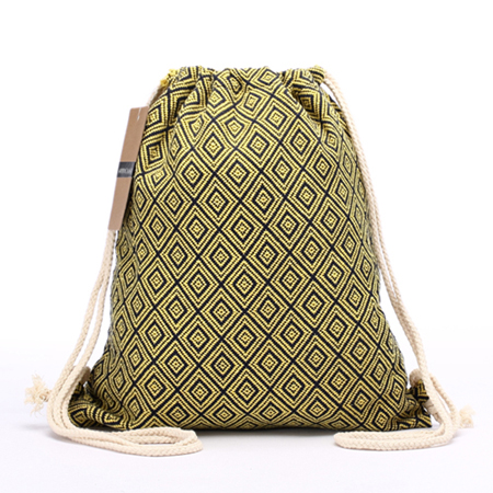 Women Backpack Bohemian Style Shoulder Bag Vintage Rucksack Gypsy Chic Hobo Bag Hippie Aztec Tribal Bag Drawstring Backpacks: Yellow