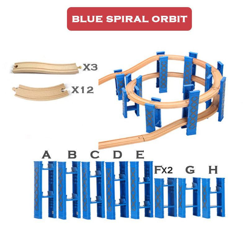 Wooden Railway Tracks Plastic Spiral Orbit All Kinds Bridge Piers Accessories fit for Thomas Biro All Brands Wooden Tracks Toys: 1set blue sprial