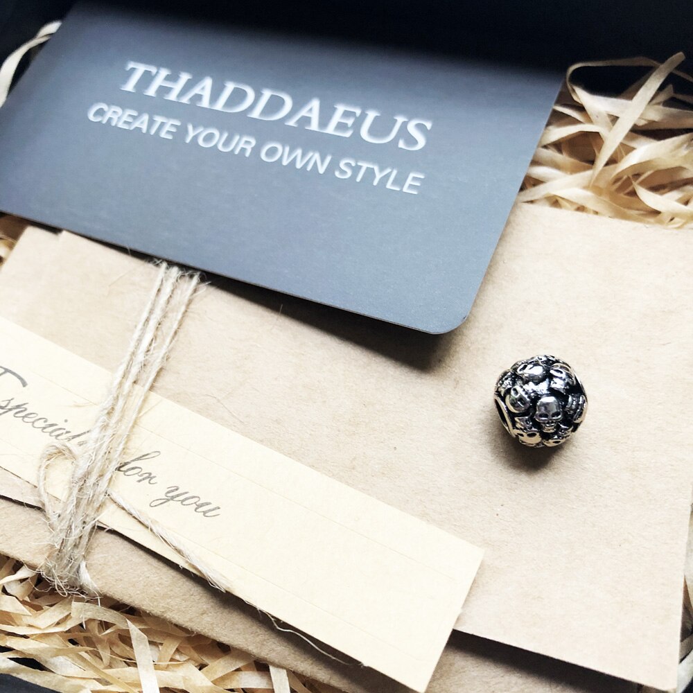 925 prata esterlina moda diy acessórios de alta qualidade grande buraco crânio grânulo apto para o vintage thomas esqueleto contas para pulseira