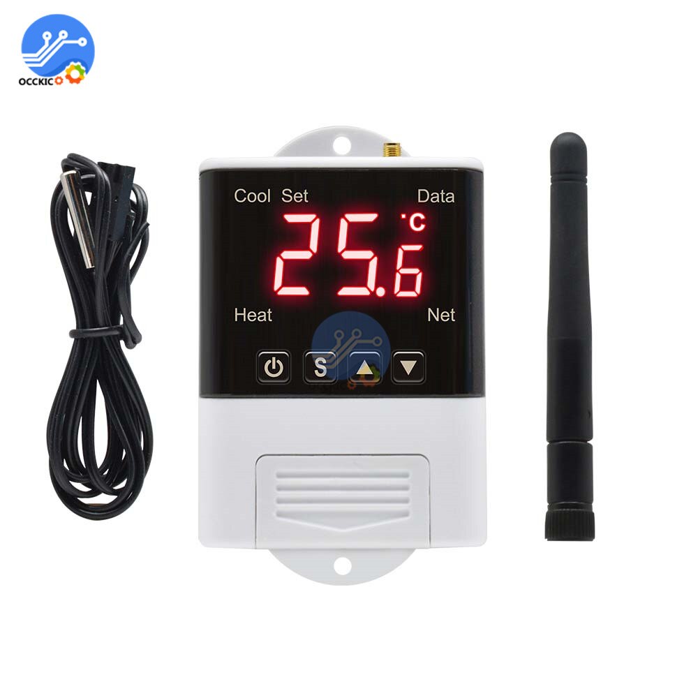 Controlador de temperatura inalámbrico con Wifi, termostato AC110-220V DS18B20, Sensor NTC, pantalla Digital, Control por aplicación para Smart Home y Aquariu: DTC1201 NTC