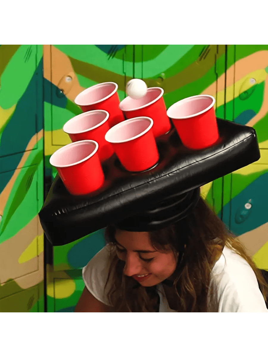 Gioco gonfiabile per lancio di anelli di birra da 1 pezzo: divertente gioco per feste, perfetto per giochi da bere al sbarra e celebrazioni di compleanno (assolo cappello)