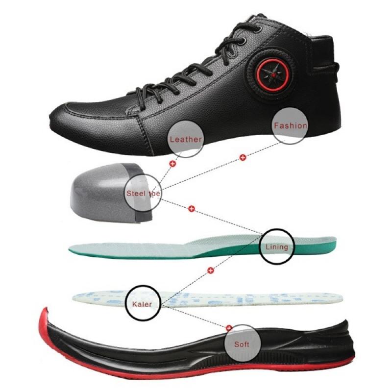 Werkschoenen met stalen neus hoge veterschoen platform veiligheidsschoenen onverwoestbaar anti-inslag lekvrije beschermende schoen