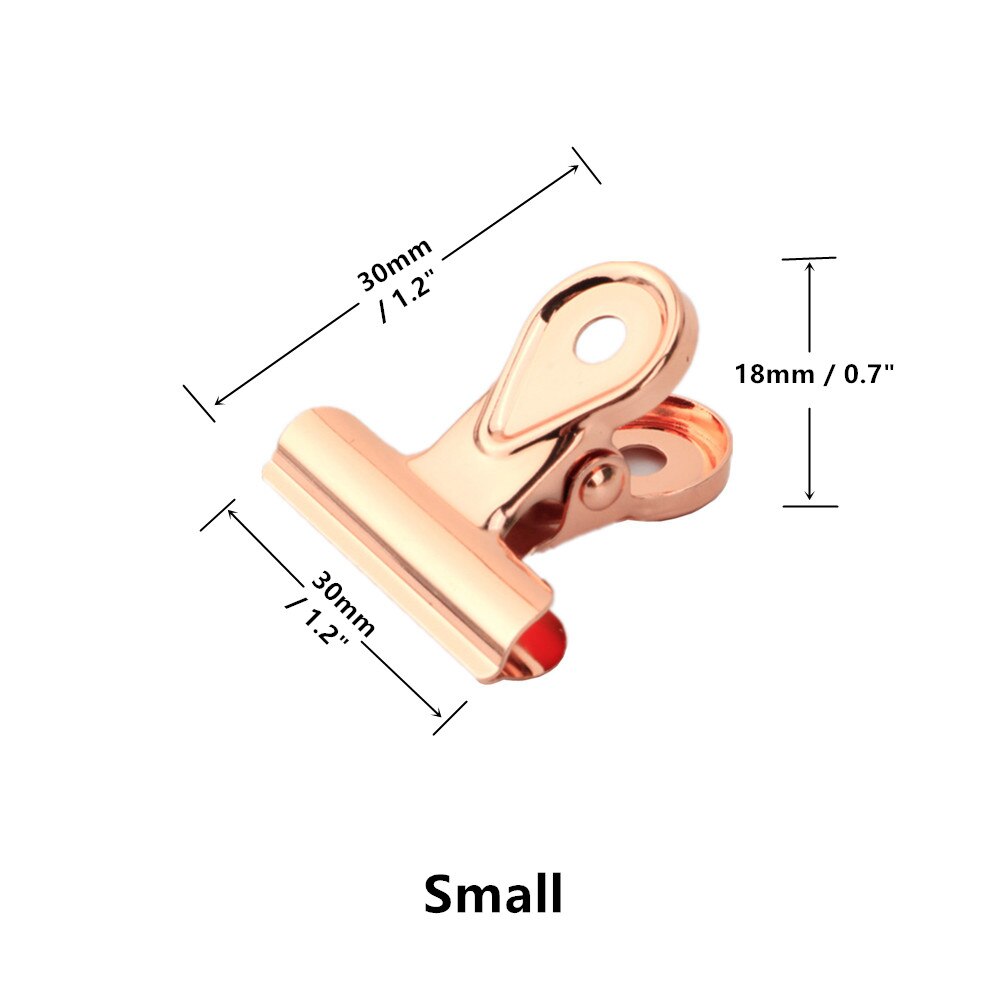 Gold & Rose Gold Heavy Duty Bulldog Clips Duckbill Clip Clamp for Office Bills or Household Kitchen Sealing Supplies 4 Sizes: 10pc Small Rose Gold