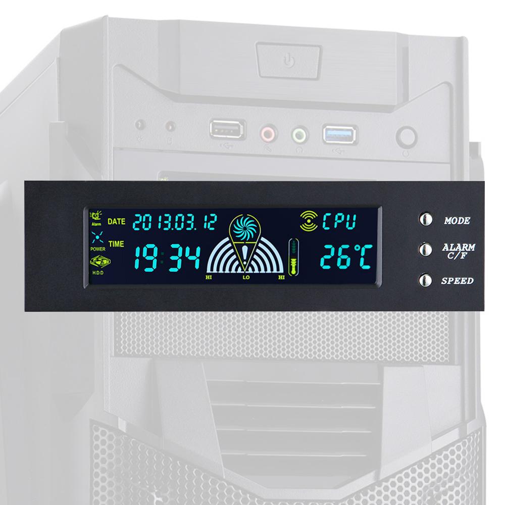 5.25 Inch PC Bracket Fan Speed Controller Accessories LCD Front Panel 3 Pin Temperature Display Computer Easy Operate Home