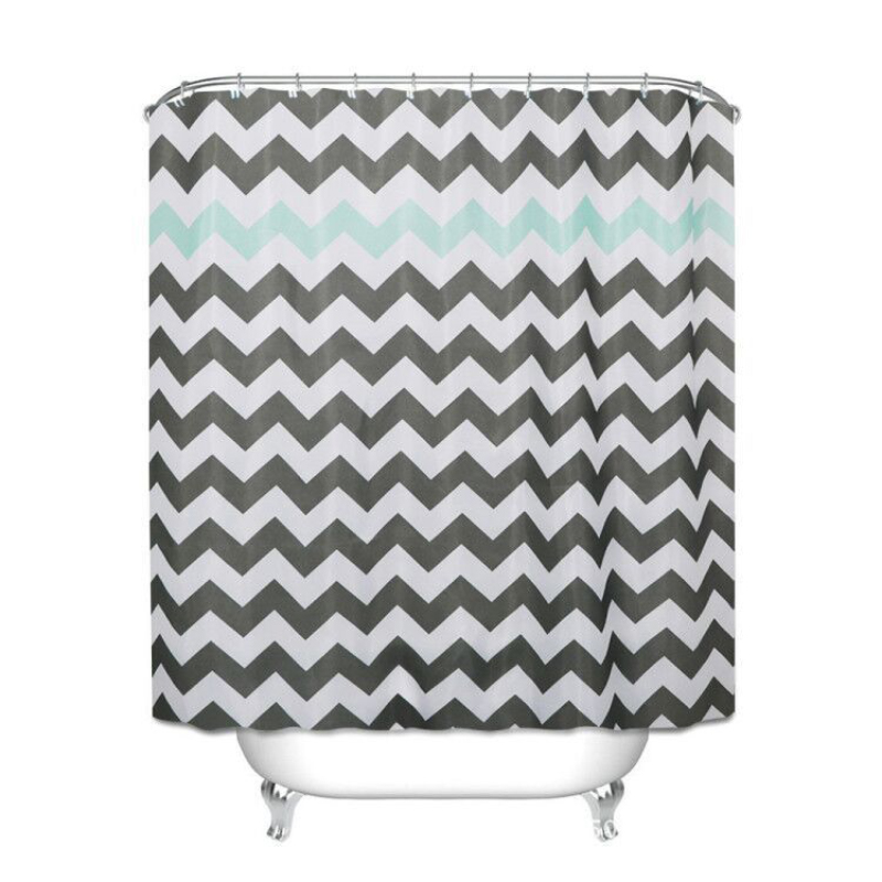 Waterdicht Douchegordijn Polyester Doek Schimmelbestendig Badkamer Gordijn Golvende Strepen Bad Partitie Gordijnen Met Haken: Style2 / W180XH180cm