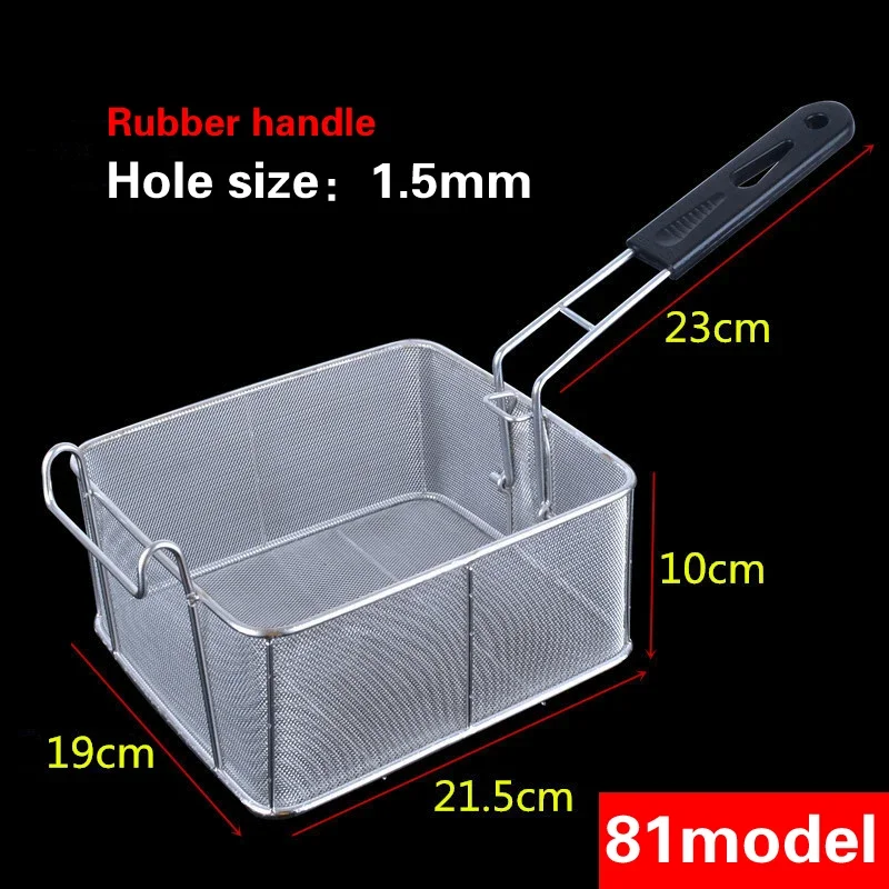 Stainless steel frying basket net French fries basket frame square oil control filter frying basket dense: Red
